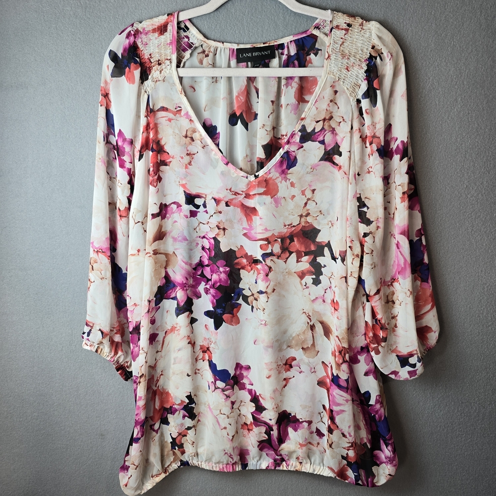 Lane Bryant Plus Size 18/20 Sheer Floral Blouse - Picture 1 of 9